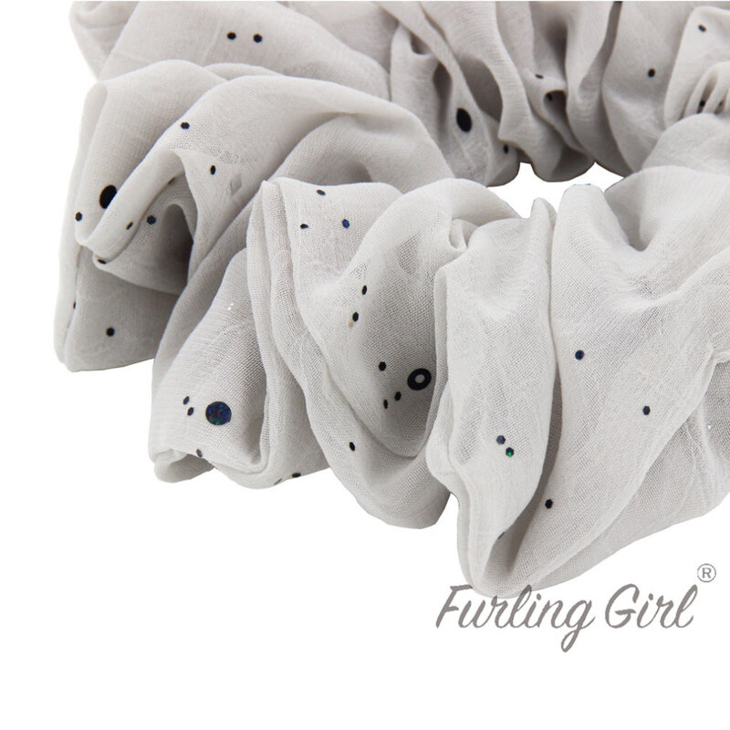 Furling Girl – bandes de cheveux élastiques en mousseline de soie, 1 pièce, paillettes, points, support queue de cheval pour femmes, accessoires pour cheveux