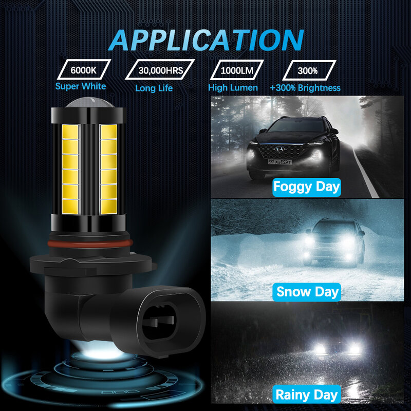 KAMMURI 2x H8 H11 H16JP luces LED Canbus para Audi VW Benz A3 8P A4 B8 B6 A6 C6 C7 BMW E60 E90 9005 HB3 9006 HB4 lámpara de niebla llevada