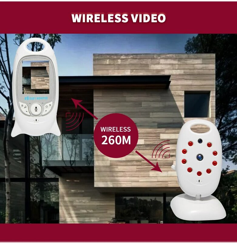 Wireless Video Baby Monitor mit 2,0 zoll 2 Weg Sprechen Nachtsicht IR LED Temperatur Überwachung Farbe Sicherheit Kamera VB601