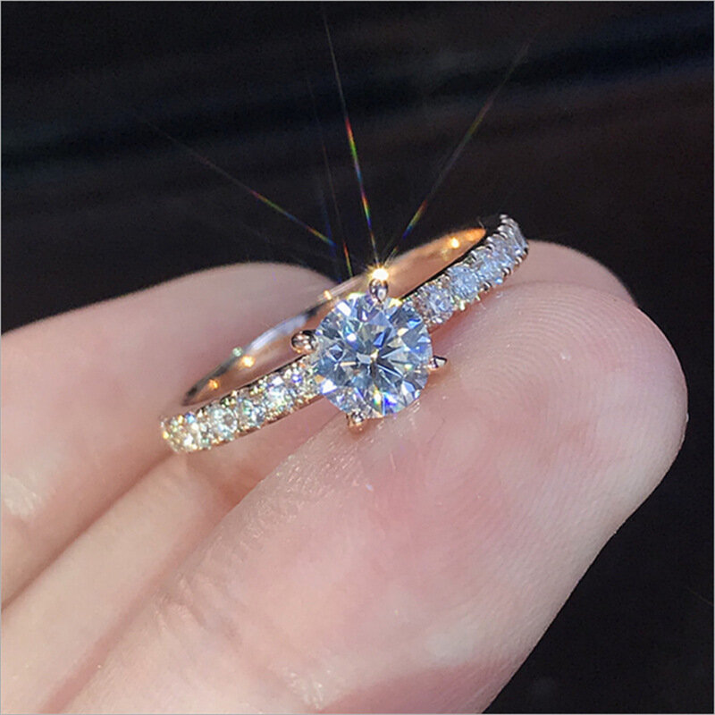 แหวนสำหรับเจ้าสาวงานแต่งงานแหวนแฟชั่นAAA Cubic Zirconiaหมั้นแหวนสีขาวทองสีAnillos Mujer Bagueของขวัญ