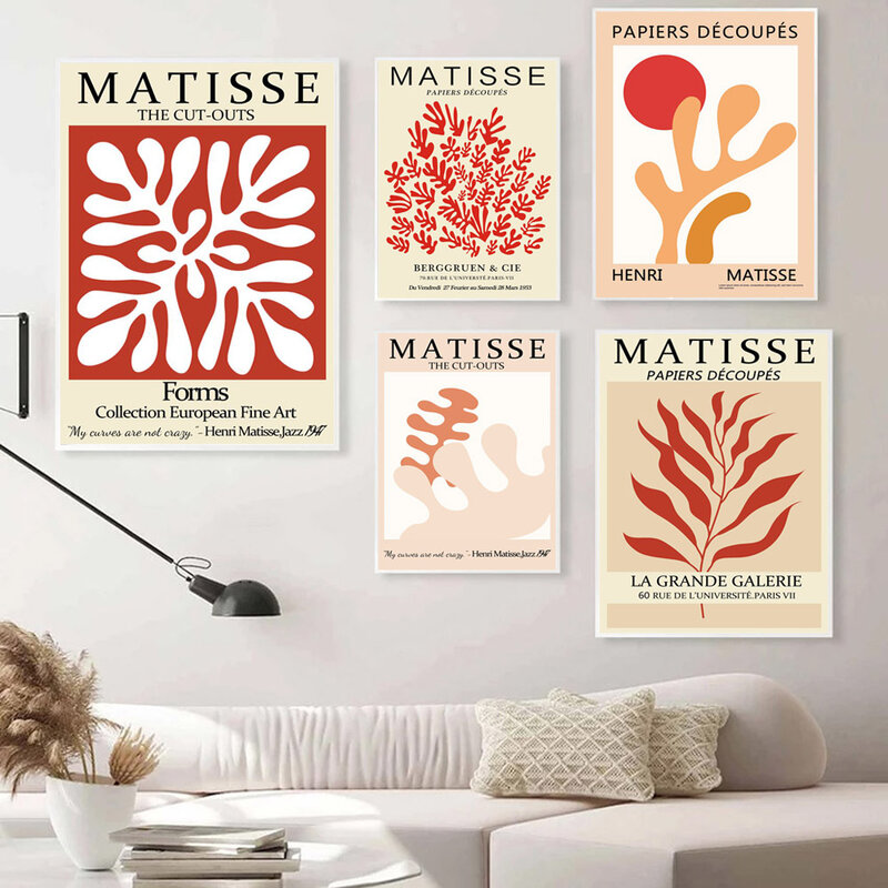 Bắc Âu Trừu Tượng Nghệ Thuật Matisse Poster Đỏ Chủ Đề Tranh Treo Tường Vải Bố Tranh Văn Phòng Phòng Khách Phòng Ngủ Trang Trí Nhà Cửa Bức Tranh Tường