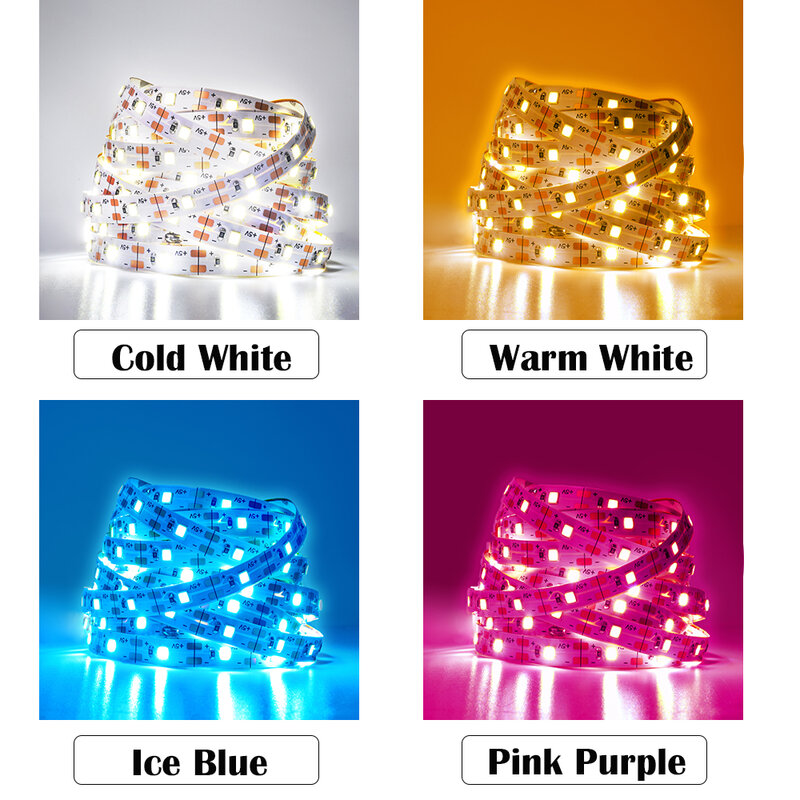 RGB 2835 LED 라이트 스트립, 블루투스, 적외선 제어, 5V, USB 흰색, 따뜻하고 유연한 장식, TV, PC 백라이트 램프, 야광 스트링