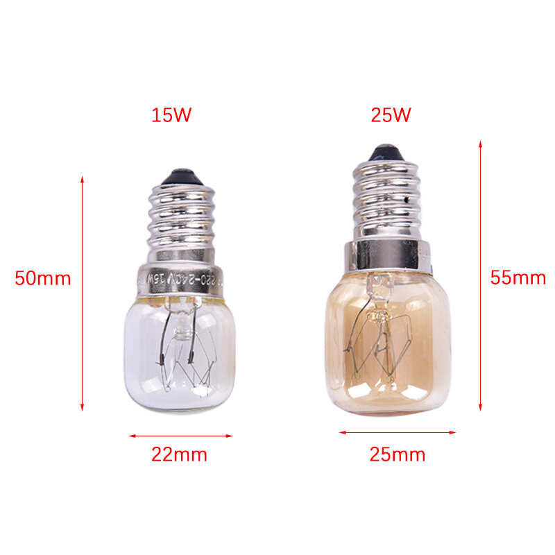 220V High Temperature Bulb 15W/25W E14 300 Degree Microwave Oven Light Bulbs Cooker Tungsten Filament Lamp Bulbs Salt Light Bulb