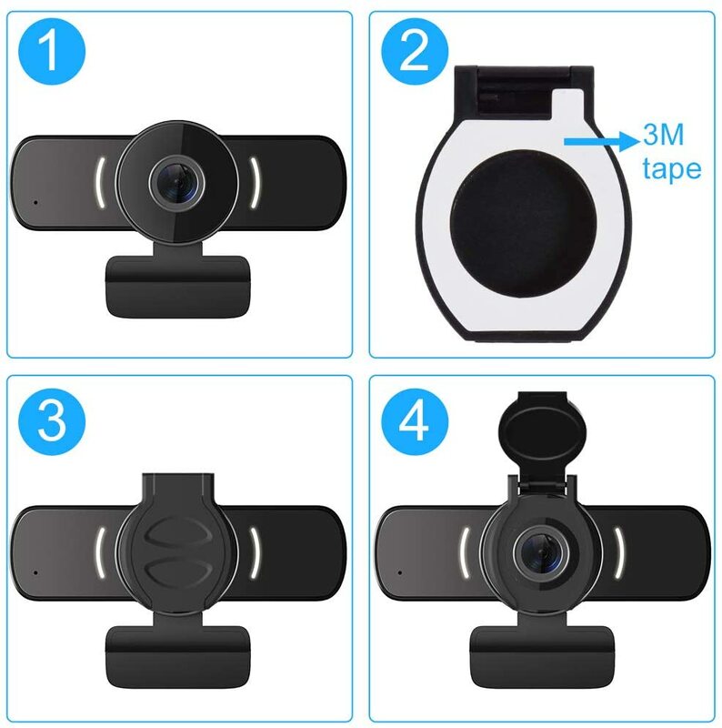 Videocamera per Computer con microfono, Webcam LarmTek 1080P con copertura per Webcam compatibile con Mac OS Windows Laptop PC Desktop,HD