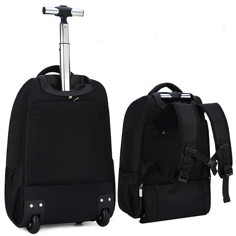 Trolley Backpack Business Travel Computer Bag Large Capacity Trolley Bag Universal Wheel Schoolbags Black 2020