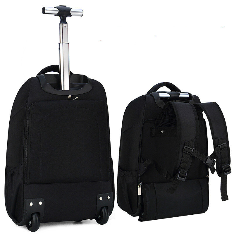 Mochila con ruedas para viaje de negocios, bolso para ordenador de gran capacidad, Universal, escolar, color negro, 2020