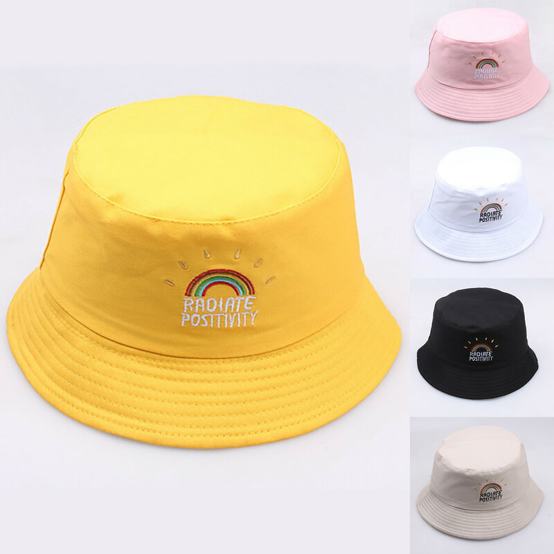 Женская холщовая шляпа с радужным принтом, шляпа рыбака, уличная шляпа от солнца для прогулок, женская шляпа