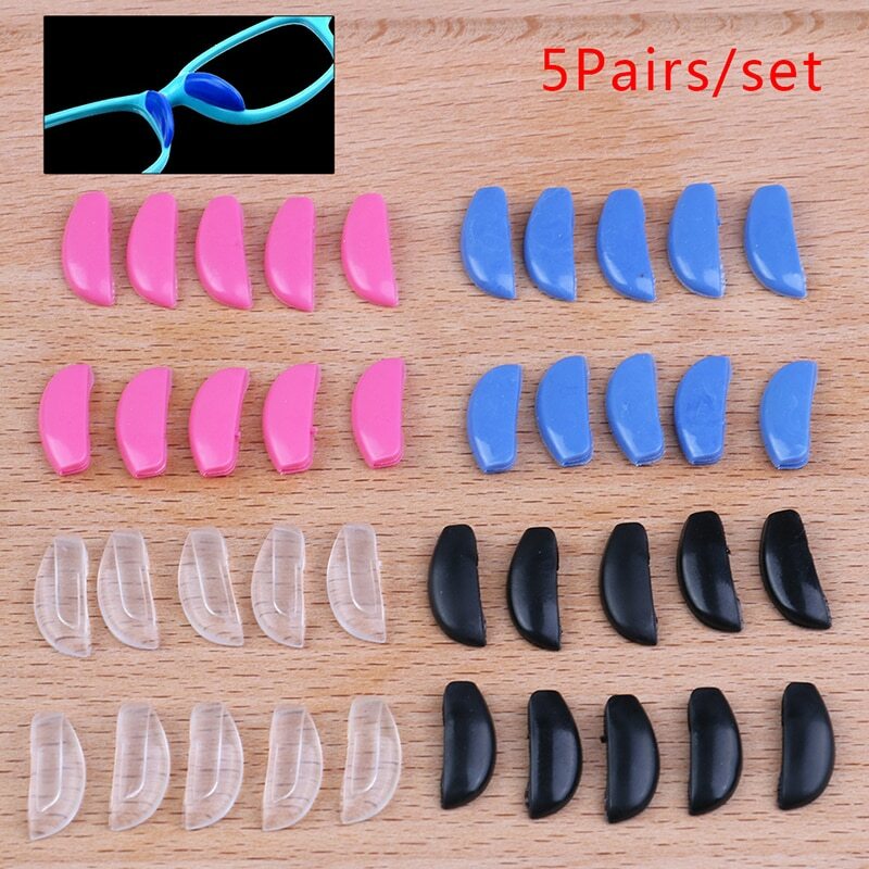 10Pcs = 5Pairs Anti-Slip Siliconen Neus Pads Voor Bril Push Op Neus Pads Reparatie Tool Voor lenzenvloeistof Zonnebril Eyewear Accessoires