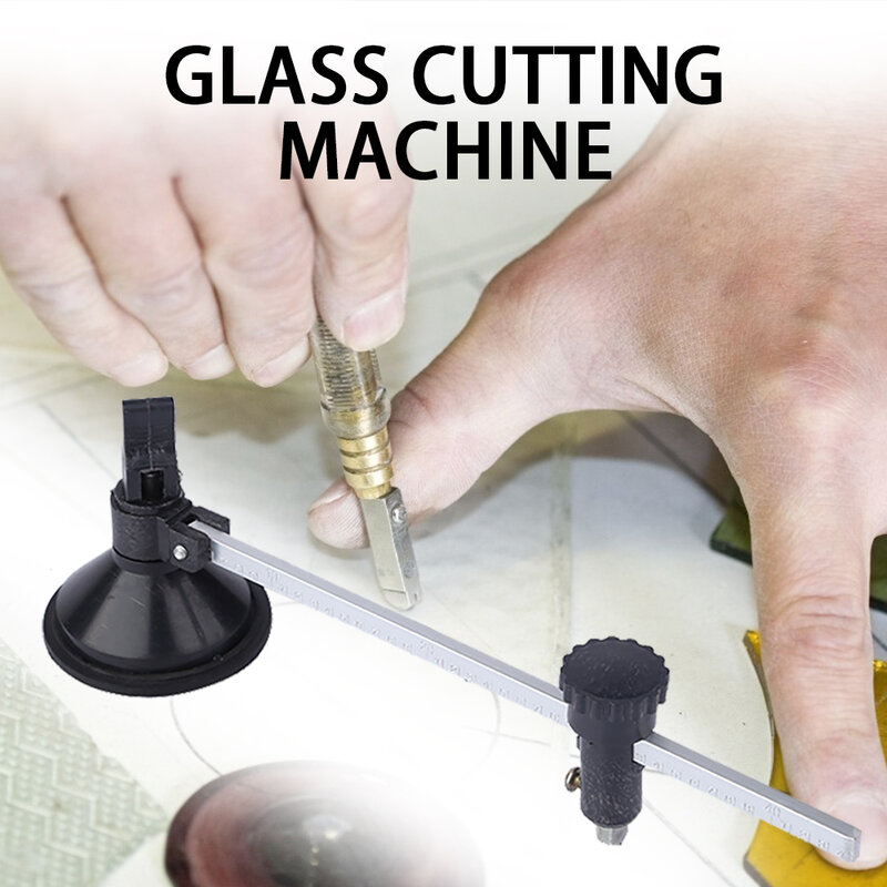 FURONGHUA 40Cm Alat Pemotong Kaca Jenis Roda Kompas Kaca Pemotong Bulat dengan Pengisap Pemotong Bulat Alat Pemotong Botol Kaca