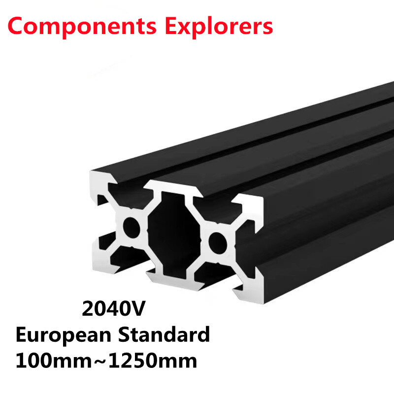 Riel lineal de perfiles de extrusión de aluminio, carril estándar europeo para piezas de impresora 3D, CNC, bricolaje, 2020, ranura en V, corte aleatorio, 2040