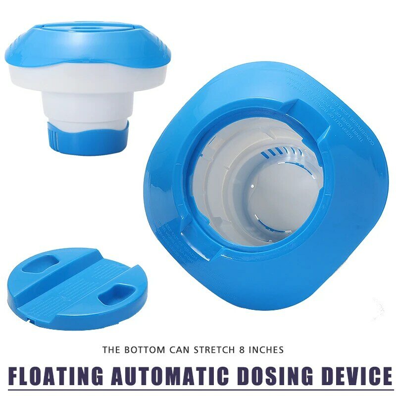 Dispensador de cloro químico de plástico para piscina, dispositivo de dosificación automático, flotante, desinfección, escalable, 8 pulgadas, 1 unidad