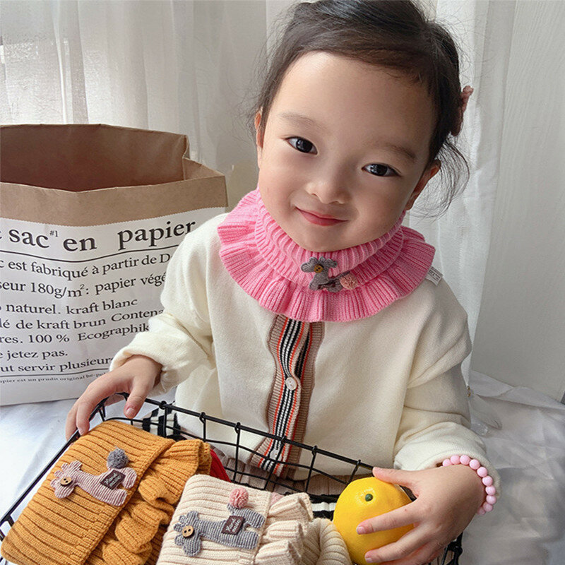 Dzieci zima śliczne ciepłe dzianiny wełniany sweter szalik chłopiec dziewczyna maluch dziecko Korea moda stałe Jersey koło szaliki pierścień dzieci