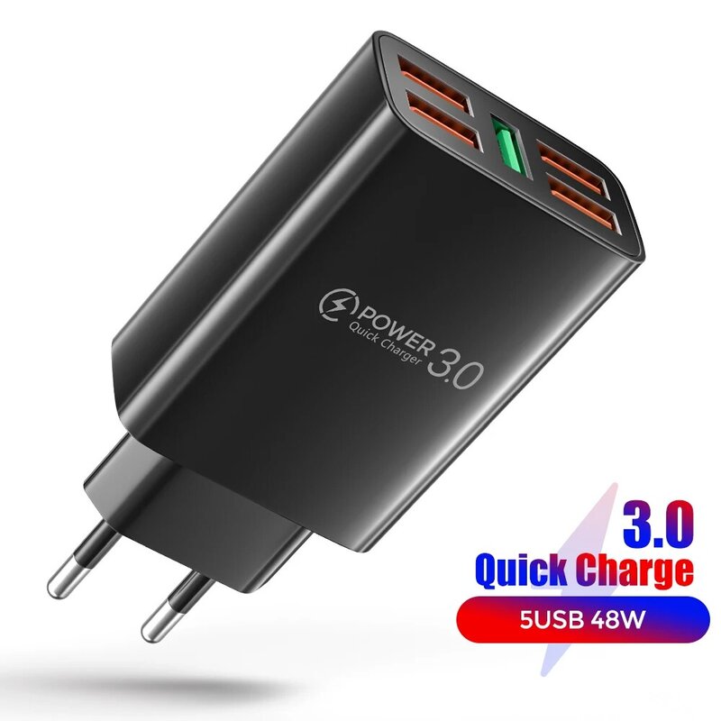 Quick charge 3.0 USB Charger for iPhone 12 pro 11 Xiaomi Samsung Huawei 48W Fast Charging Wall Phone Charger Fast Charging