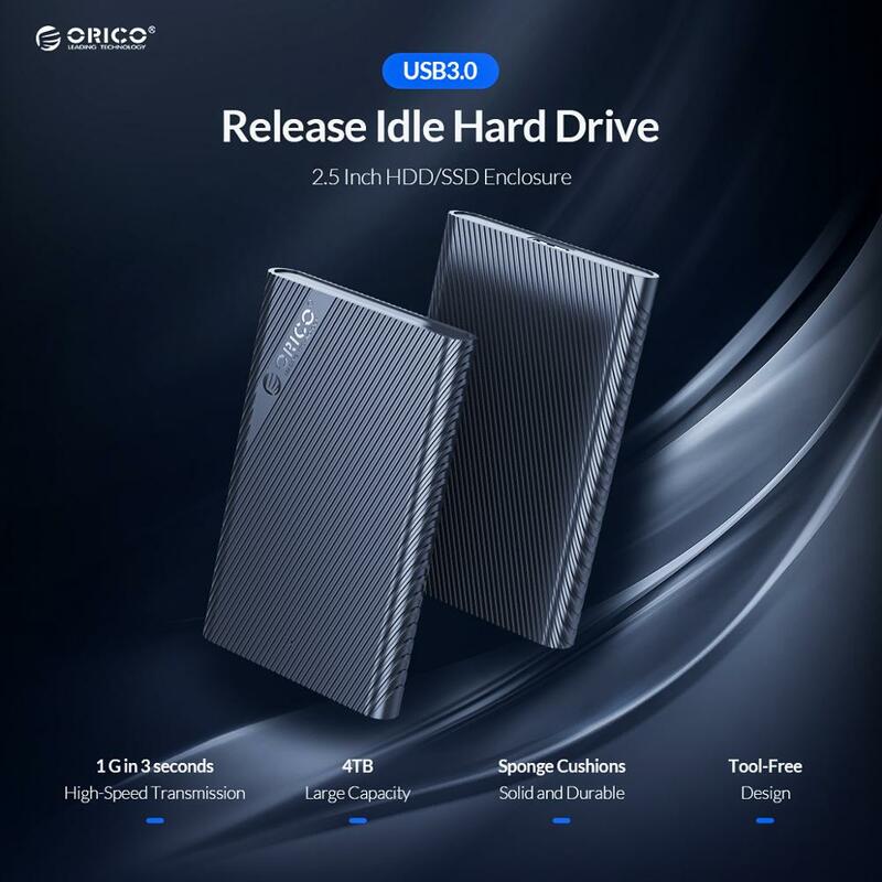 ORICO Casing Hard Drive Eksternal SATA Ke USB 3.0 HDD Enclosure 2.5 Inci SSD HDD Box Casing Hard Disk untuk PC Mendukung UASP Auto Sleep