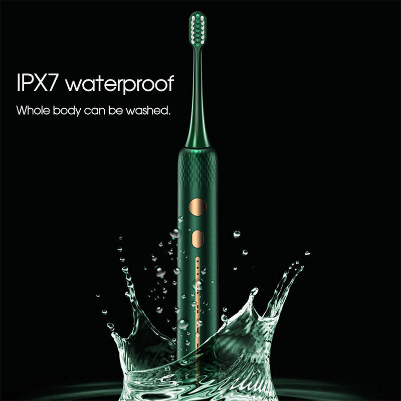 [Boi] IPX7 impermeabile USB ricaricabile 5 modalità denti intelligenti sbiancamento con spazzole testine pulite per spazzolino elettrico sonico per adulti