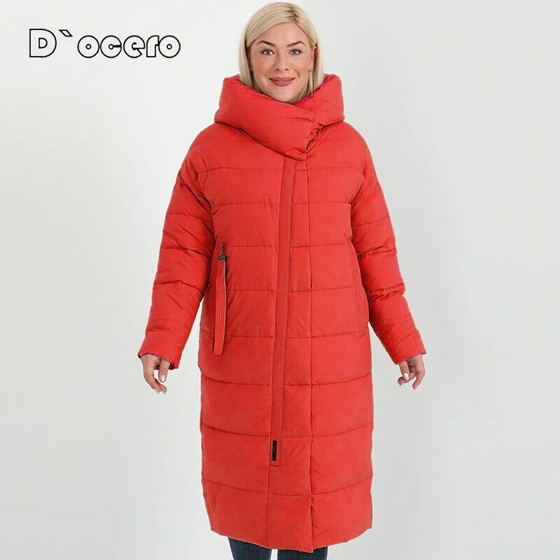 DOCERO 2021 nowa wysokiej jakości kurtka zimowa kobiety moda gruby płaszcz zimowy puchowe kurtki z kapturem w stylu europejskim ciepła Parka znosić