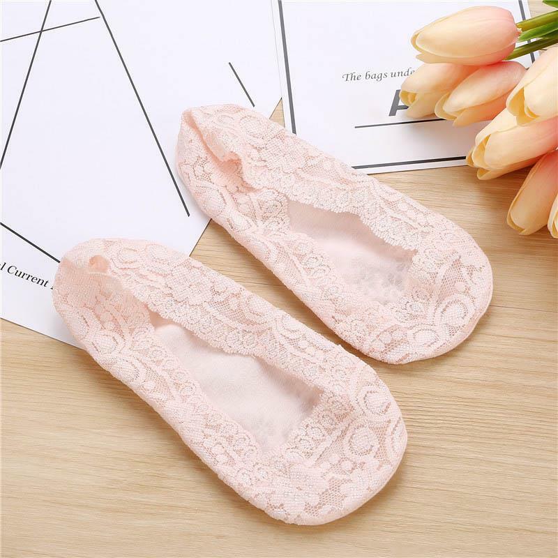 1pcs Summer Women Girl Silica Gel Lace Boat Socks Invisible Cotton Sole Non-slip Non-slip Slippers Anti-slip Sock