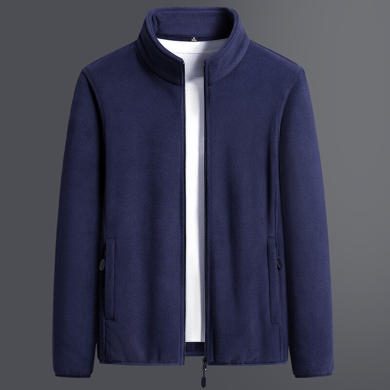 2021 neue Herbst Plus Größe männer Polar Fleece Jacke Klassische Stehkragen Einfarbig Männer Outwear Kleidung Casual Jacken mantel 8XL