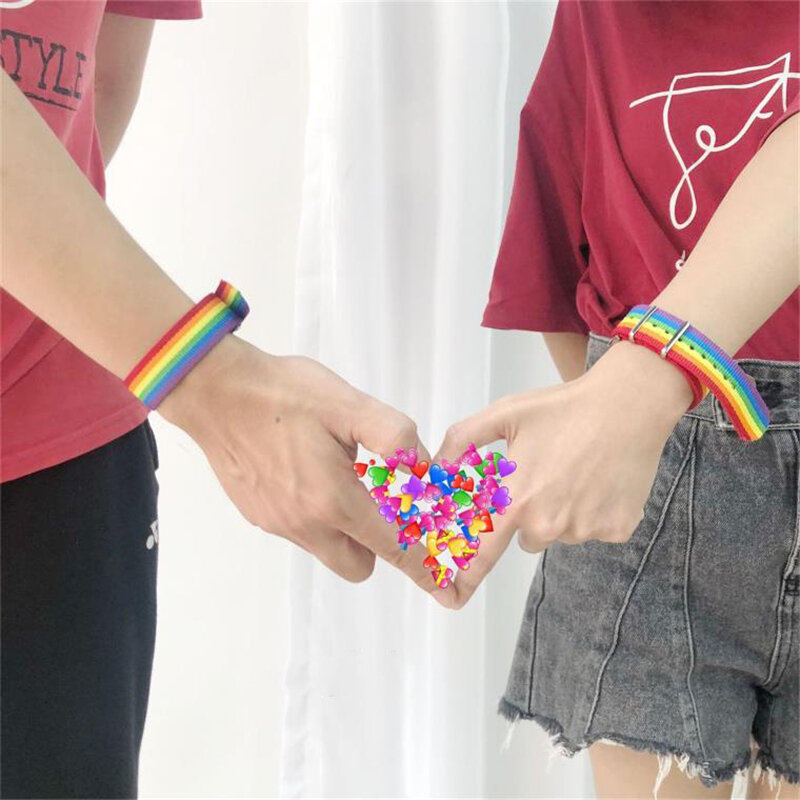 เนปาลสายรุ้งเลสเบี้ยนเกย์ Bisexuals Transgender สร้อยข้อมือผู้หญิง Pride ถักชายคู่เครื่องประดับมิตรภาพ