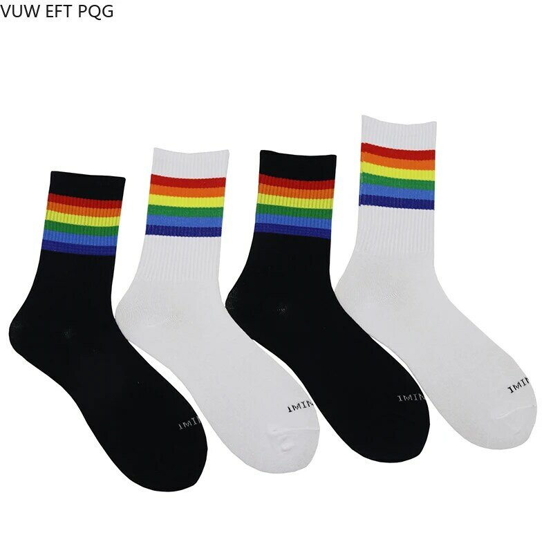 Boy Girl Socks Rainbow Personality Free Love Fashion Socks Gift Street Cotton Breathable College Style
