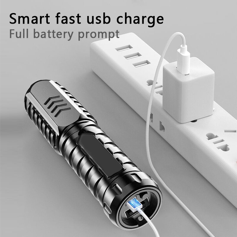 LED Taschenlampe USB Aufladbare mit Power Bank Gebaut-in Wasserdichte Camping Licht Tragbare Taschenlampe Laterne Taktische Taschenlampe