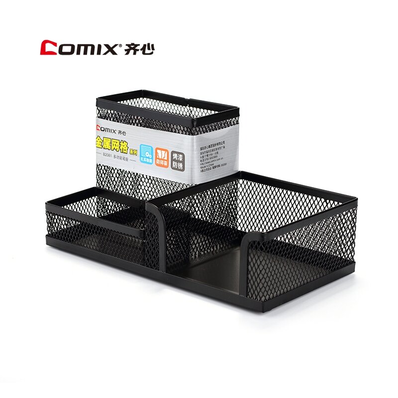 Comix B2061 Durable Metal Mesh Mutil-functional Desk Supplies Organizer/stand,, Net Weight:235g,  Color Random