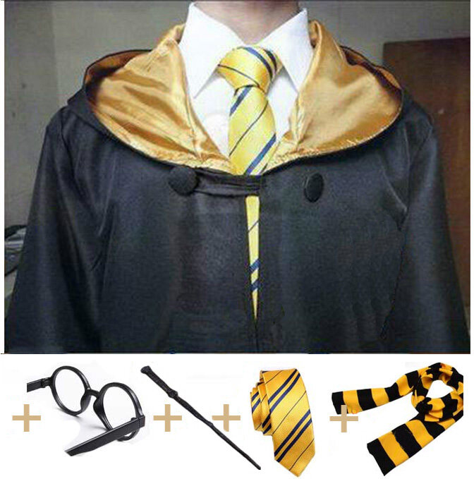 Robe Cloak With Tie Scarf Wand Glasses Costume Kids Adult Costumes Dropshipping