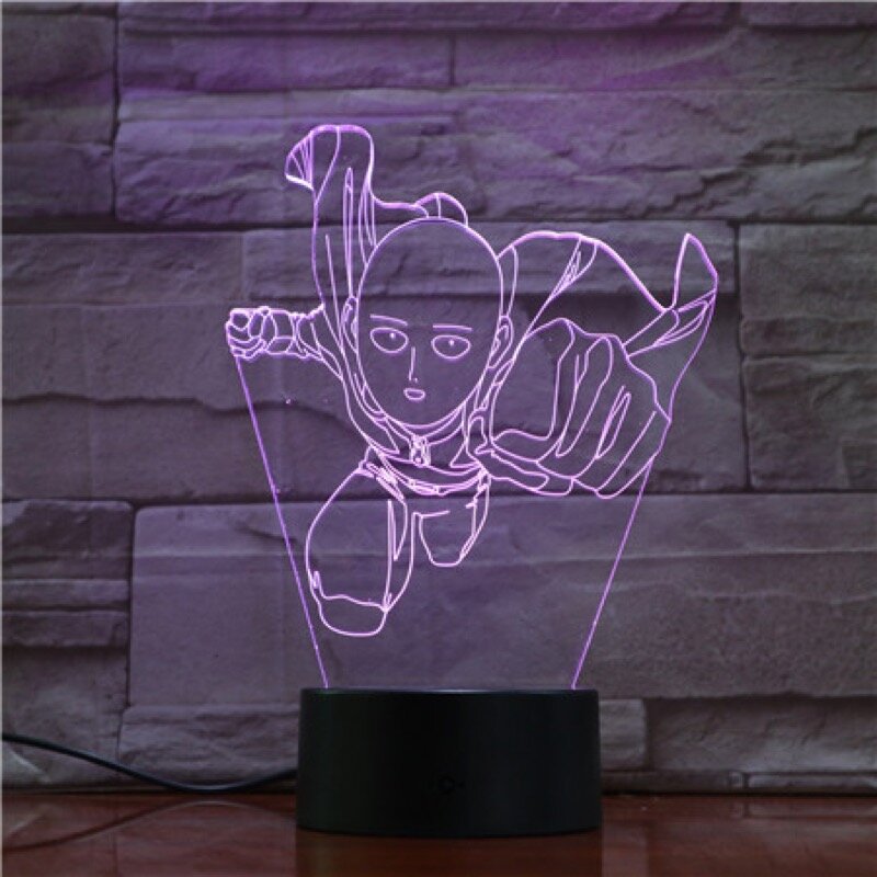 Фигурка Сайтама One Punch Man, светодиодный ночник, лампа для украшения дома, ночсветильник, крутой манга, магазин, идеи для декора, настольный све...