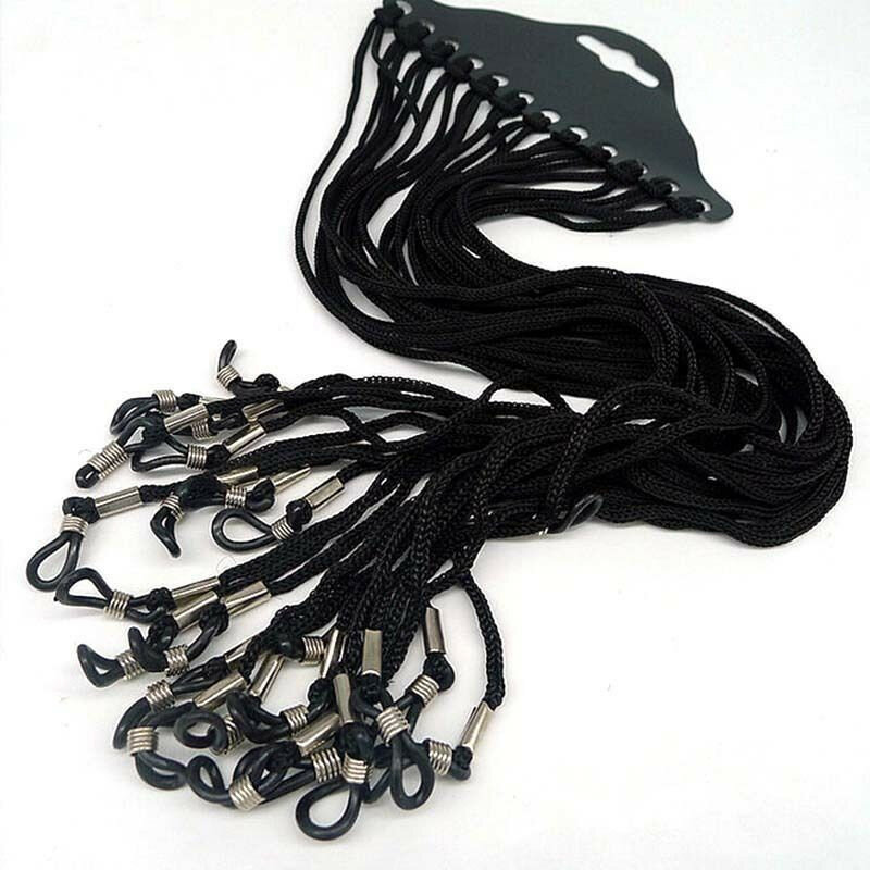 12 unids/lote negro ajustable correa de Color cadena cordón soporte para gafas de sol con cordón para el cuello