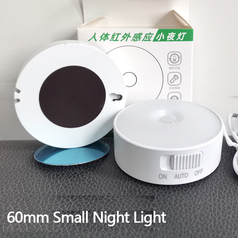 Lampu Malam LED USB Isi Ulang Lampu Di Bawah Kabinet Sensor Gerak PIR Nyala/Mati Otomatis untuk Kamar Tidur Tangga Lemari Pakaian Lampu Dinding
