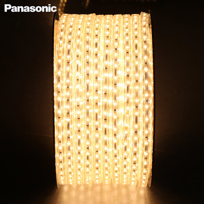 Panasonic 220v impermeável conduziu a luz de tira com a luz flexível 36 leds/m da corda do plugue da ue brilho alto exterior decoração interna