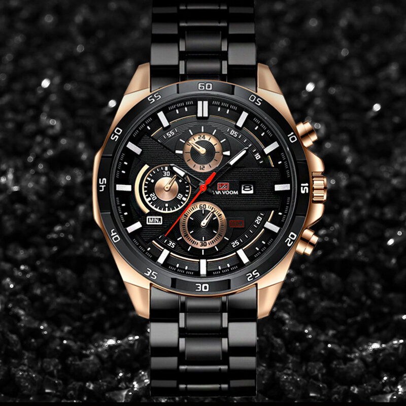 Va Va Voom Sport Quartz Horloge Mannen Waterdichte Hardlex Spiegel Man 'S Horloges Kalender