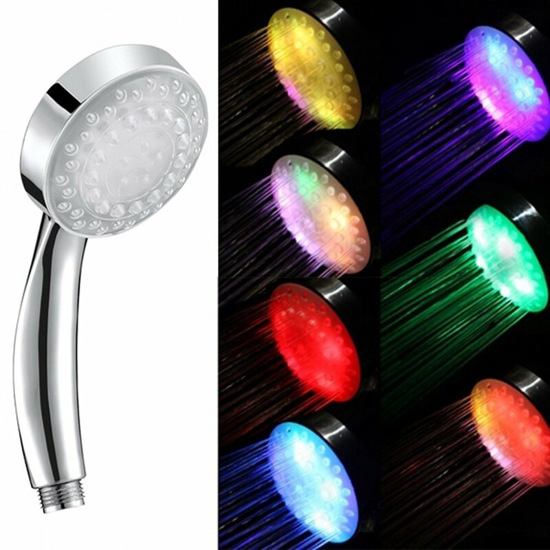 Romantic Automatic Magic 7 Color 5 LED Lights Handing Rainfall Shower Head Single Round Head RC-9816 For Water Bath Bathroom