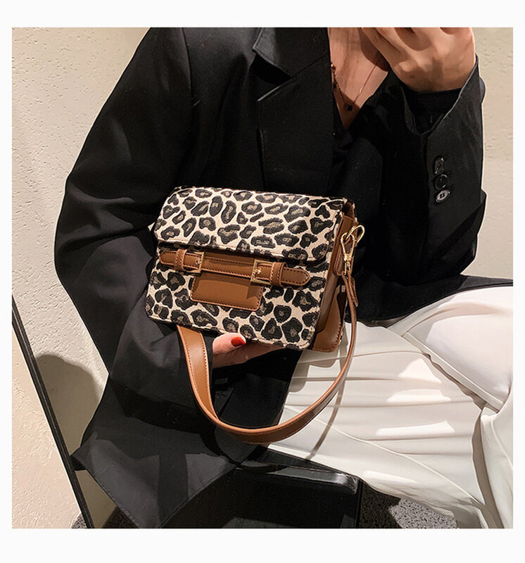 New Shoulder Bags For Woman Sex Leopard Print canvas Crossbody Bag Fashion All-match High Qulity Elegant Handbags Squre Purse