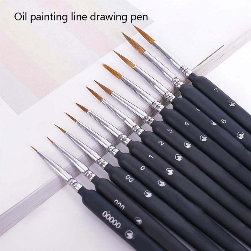 Set di pennelli in miniatura pennello in Nylon professionale pittura acrilica gancio sottile linea penna forniture d'arte A3 dipinto a mano