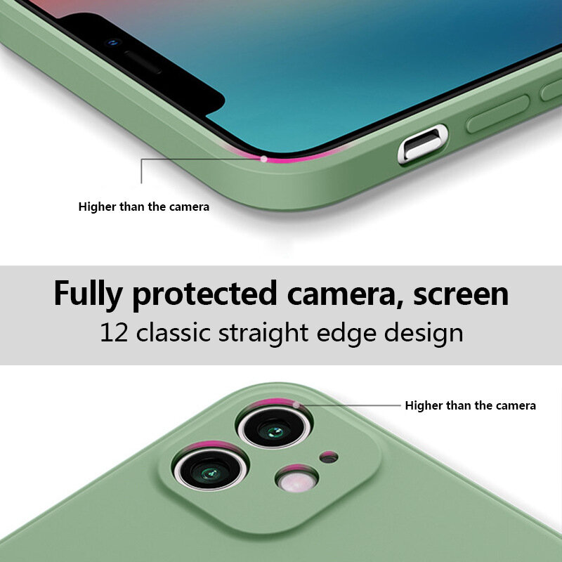 아이폰을 위한 럭셔리 액체 소프트 실리콘 전화 케이스, 아이폰 13 12 미니 11 프로 맥스 X XS 맥스 XR 7 8 6 6S 플러스 SE 2020 충격 방지 후면 커버