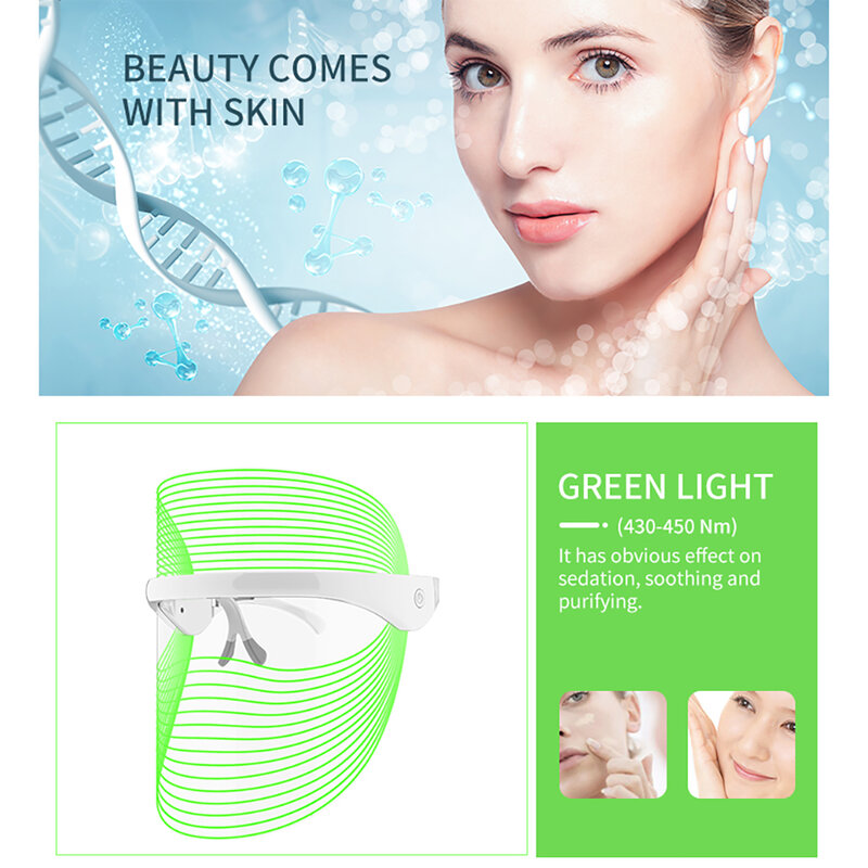 Huidverjonging Machine 7 Kleuren Led Gezichtsmasker Met Hals Huidverjonging Gezichtsverzorging Behandeling Anti Acne Rimpel Verwijderen