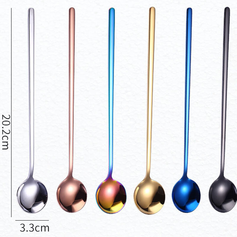 304 Stainless Steel Long Handle Spoon Cutlery Set Soup Spoon Ice Cream Dinner Spoons Rice Tableware Kitchen Accessories