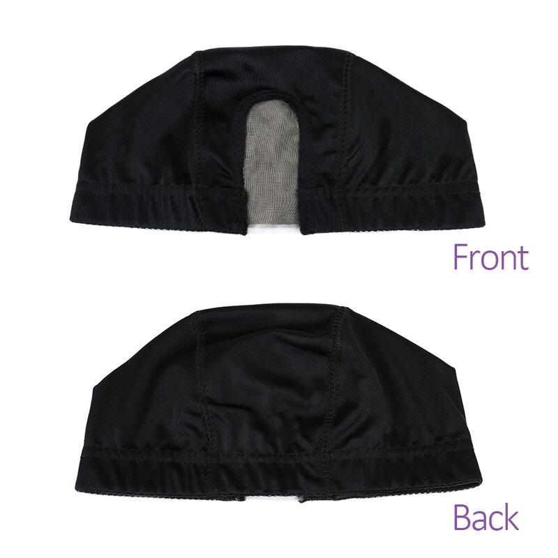 Peluca – bonnet de perruque en maille extensible, en Nylon élastique, respirant, facile à coudre, noir, 3 pièces