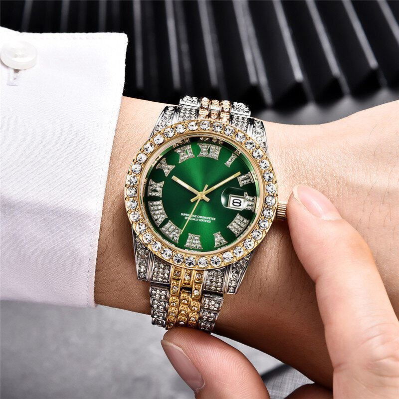 Alliceonyou Nieuwe Goud Zilver Kleur Zirconia Horloges Hip Hop Mode Hoge Kwaliteit Diamanten Armband Roestvrij Staal Voor Gift