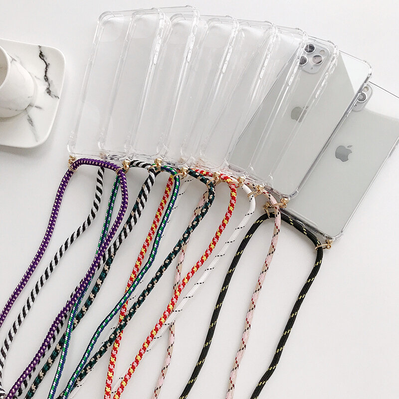 Crossbody Necklace Lanyard Cord Transparent Phone Case For VIVO V19 NEO S1 pro Y11 Y5S Y93 V17 V15 Pro Y95 V11Y85 Y71 Soft Cover