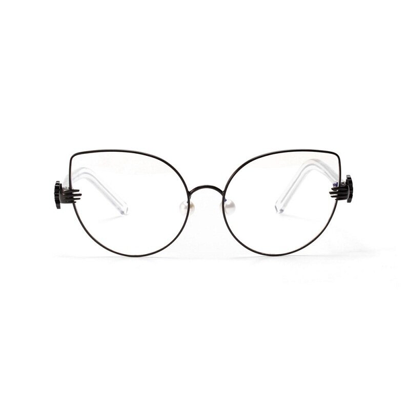 LONSY-Gafas de Metal con forma de ojo de gato para mujer, montura de gafas ópticas para ordenador, Retro