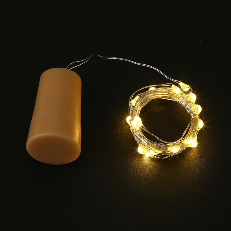 1/6pcs 2m 20led fio de cobre cordas vela cortiça luzes botão baterias alimentado decorativo iluminação do feriado cordas