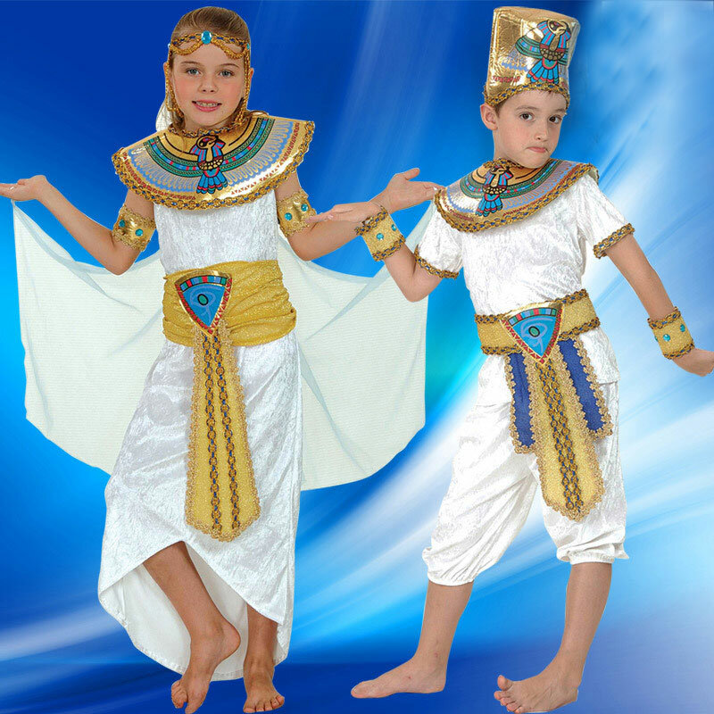 Fantasia de egípcio para crianças, trajes de halloween para meninos e meninas, faraó e princesa da umorden, cleópatra, príncipe, egípcios