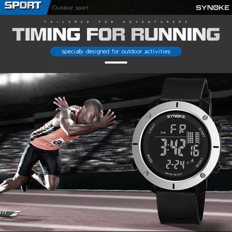 Relógio esportivo digital masculino, relógio militar de marca de luxo, multifuncional, 50m, à prova d'água, led, relógio de ação dupla, q