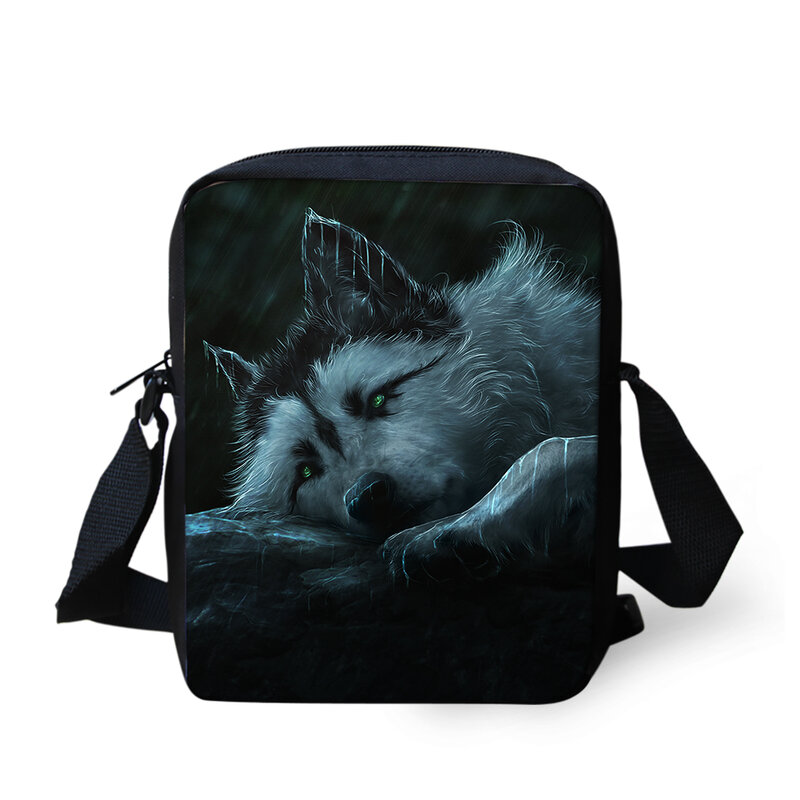 Женская сумка-мессенджер с принтом волка, модная миниатюрная сумочка через плечо с мультяшными животными для девушек