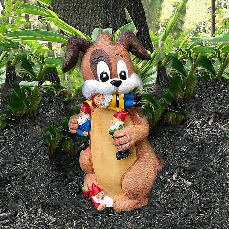 1pc Great Garden Gnome Puppy Playingtime Lawn Statues funny Outdoor Gnomes Home Garden Decoration Wedding sculpture Ornaments