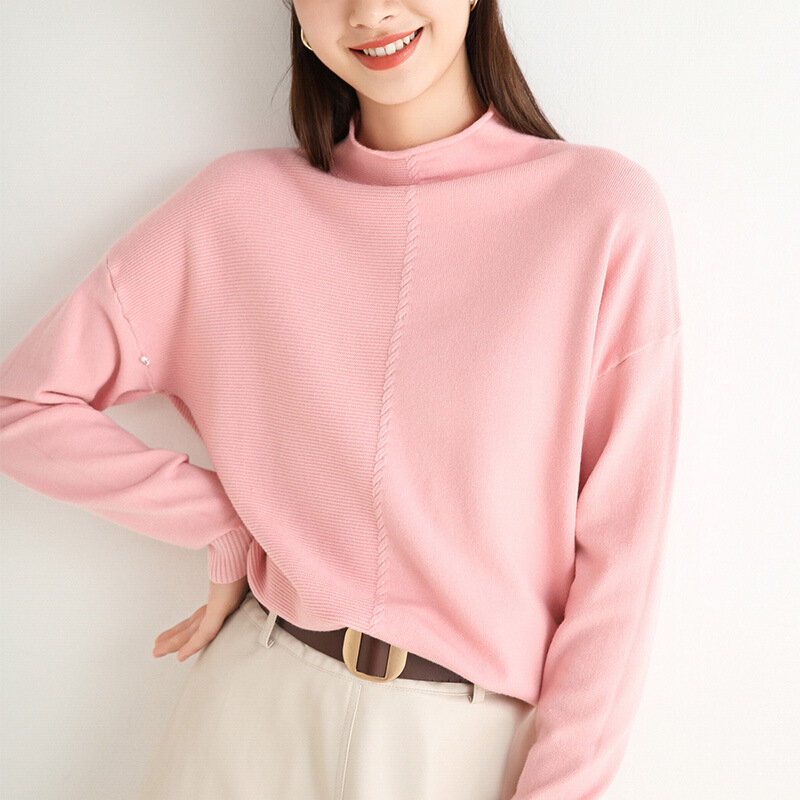 Autumn New Sweater Women Loose Solid Color Long Sleeved Bottoming Turtleneck Pullover Outer Wear Sweater Clothes For Woman