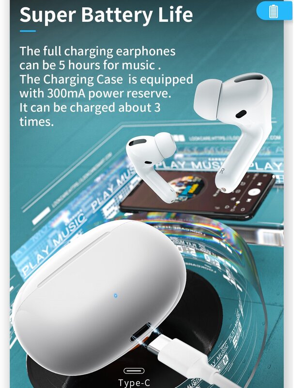 Auriculares TWS inalámbricos intrauditivos estéreo, cascos Bluetooth, auriculares inalámbricos para música, deportes y juegos, 4 horas
