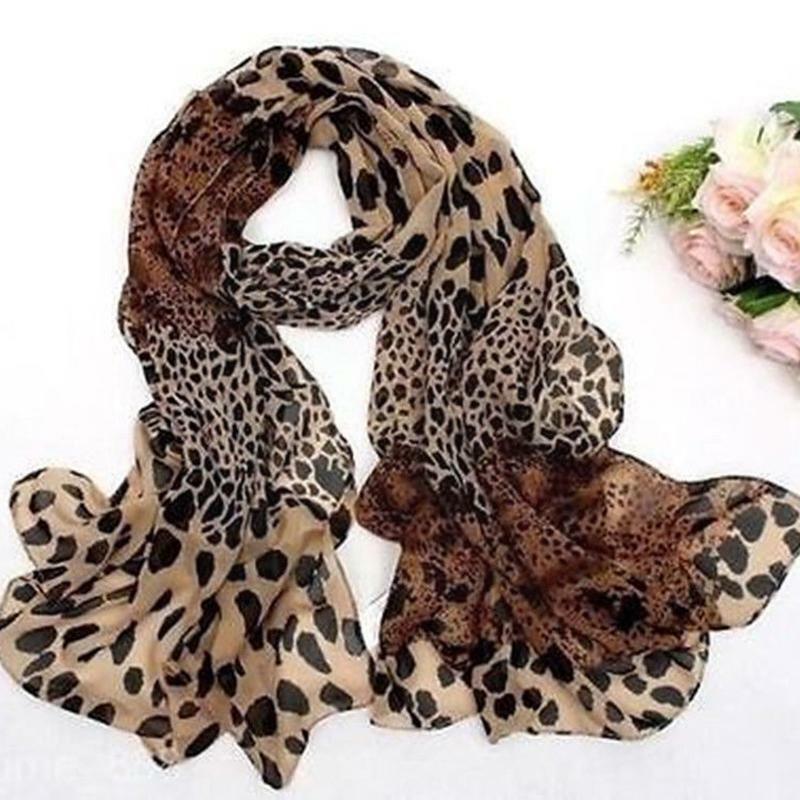 Nova moda feminina longo macio envoltório senhora xale lenços de seda impressão chiffon xale all-match cachecol senhora leopardo macio j8u8